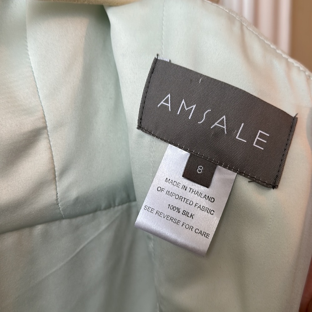 Formal mint green silk chiffon gown size 8 - Picture 3 of 3